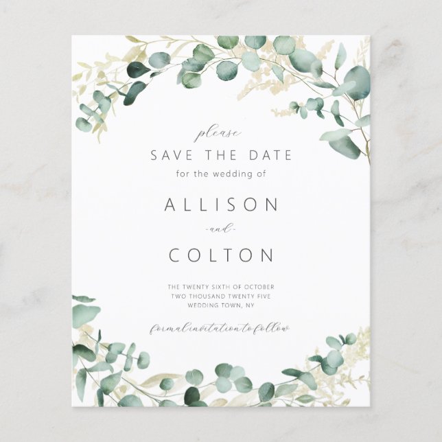 Lámina Erudito rústico vegetación sage green boho presupu (Anverso)