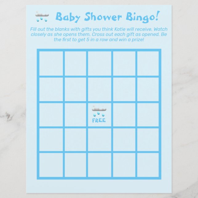 Lámina Es un Bingo de Baby Shower de Personalizable de ni (Anverso)