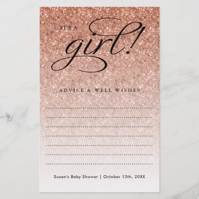 Lámina Es un consejo Chica Rosa Ombre Purpurina, deseos (Anverso)