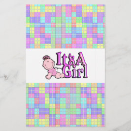 Lámina Es un texto rosado Chica con pinchador de barra de