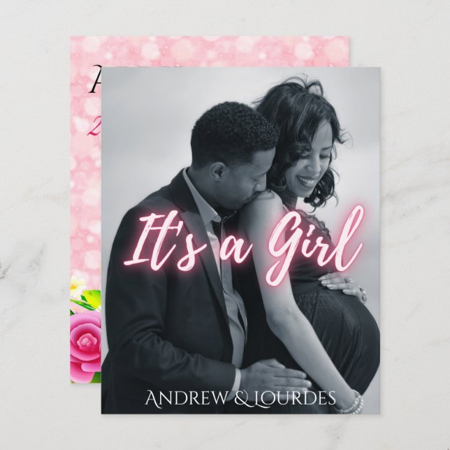 Lámina Es una foto Chica rosa elegante (Anverso / Reverso)