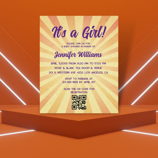 Lámina es una invitación de código retro qr para baby duc (Subido por el creador)