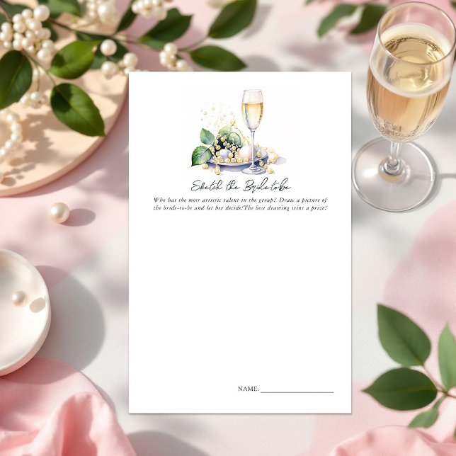 Lámina "Esbozar a la futura novia" juego de ducha de novi ("Sketch the Bride-to-Be" Bridal Shower Game)