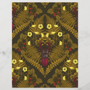 Lámina Escarabajos Stag y helechos