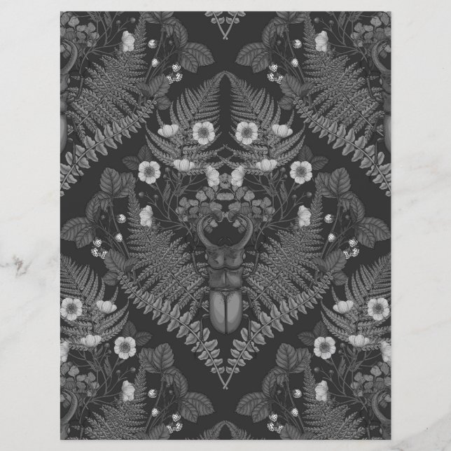 Lámina Escarabajos y helechos de estribor, en blanco y ne (Anverso)