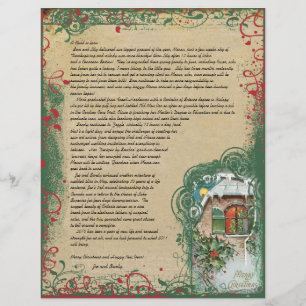 Lámina Escena de Navidad de Cabaña Vintage Carta