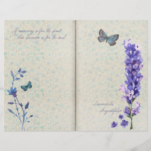 Lámina Escrapbook floral azul botánico Ephemera
