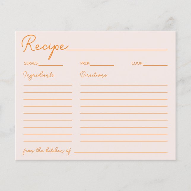 Lámina Escritura A Mano Elegante Receta De Casa De Campo  (Anverso)