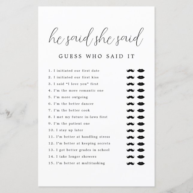 Lámina Escritura Minimalista Moderna Dijo Que Dijo Juego (Anverso)