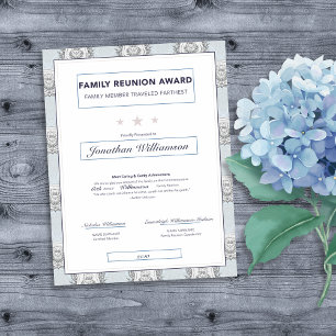 Lámina Escudo azul de premio por viaje a la Reunión Famil