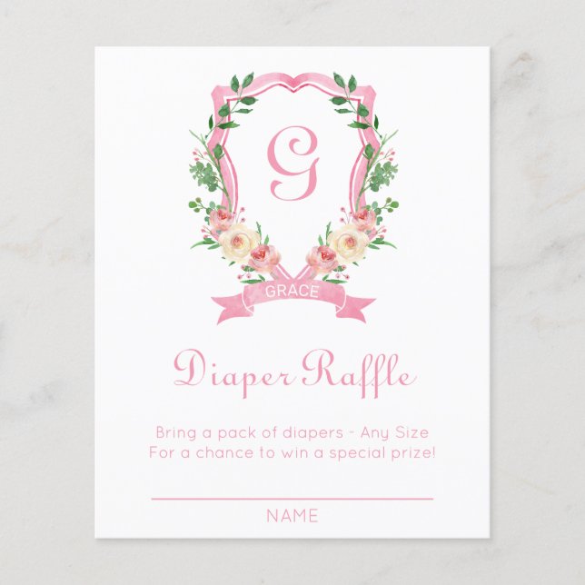 Lámina Escudo Floral Rosa Diaper Raffle (Anverso)