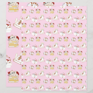 Lámina Ese Cat Life Pink Scrapbooking Paper Patrón de gat