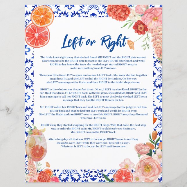 Lámina Eso es más una ducha de novia Partida izquierda o  (Anverso)