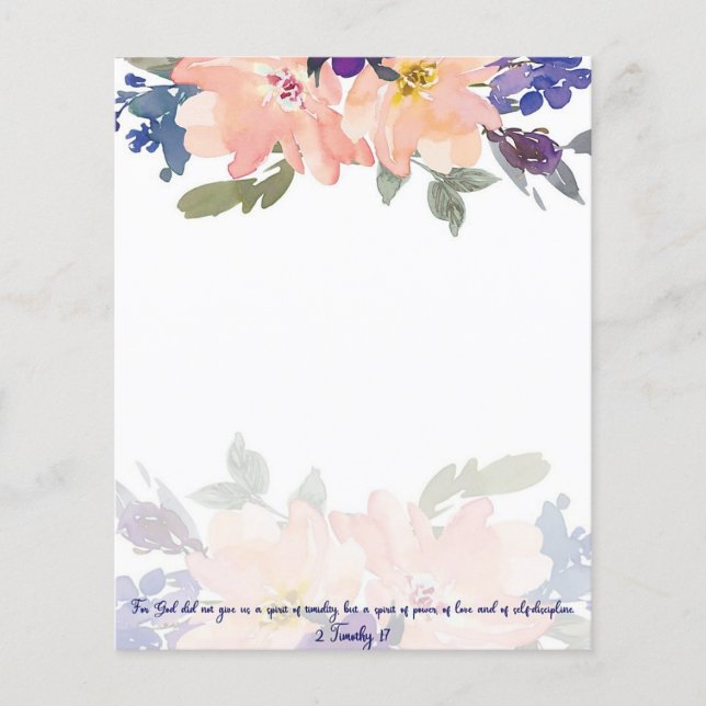 Lámina Espíritu de Poder fondo floral acuarela rosa (Anverso)