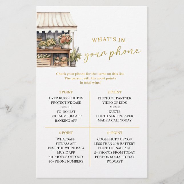 Lámina Está fuera del mercado ¿Qué hay en tu juego de tel (Anverso)