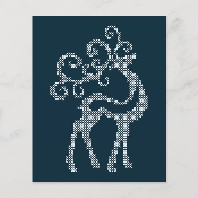 Lámina Estacional de los renos de bordados de navidad azu (Anverso)