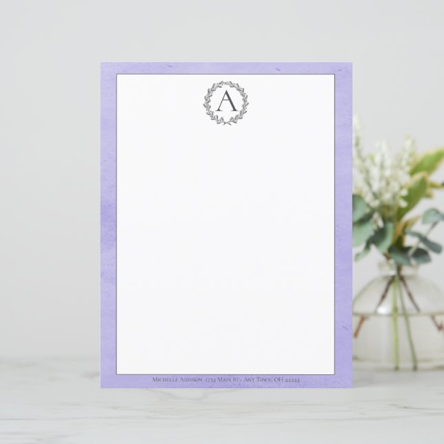 Lámina Estacionamiento de monograma morado (Anverso de pie)