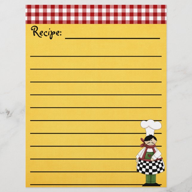 Lámina Estacionamiento de recetas de Chef (Anverso)