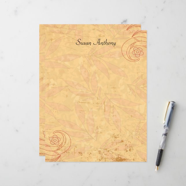 Lámina Estacionario Floral Abstracto de San Valentín (Anverso/Reverso In Situ)