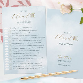 Lámina Estamos en Cloud 9 Blue Baby Shower Adivina Quién 