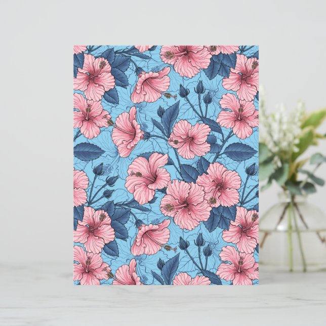 Lámina Estampado floral tropical de hibisco (Anverso de pie)