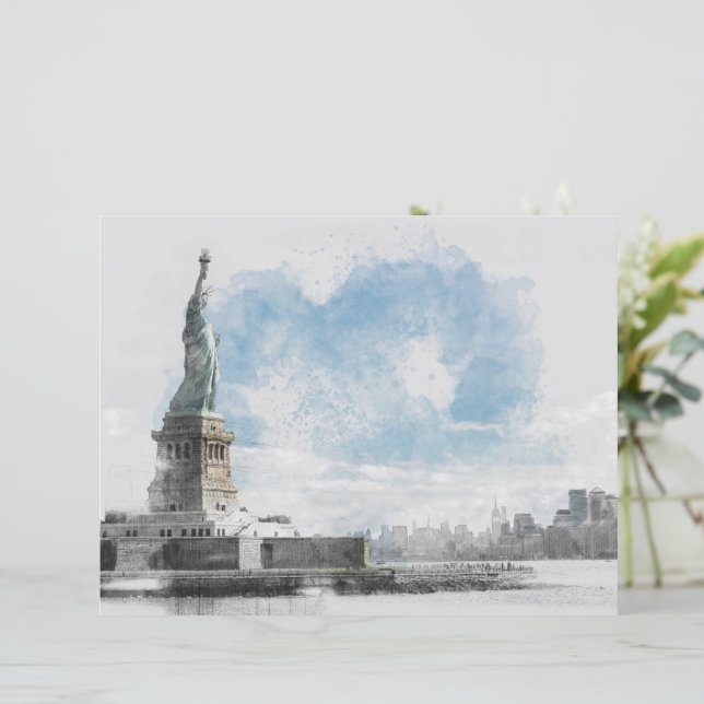 Lámina Estatua de la Libertad en Nyc de Manhattan (Anverso de pie)