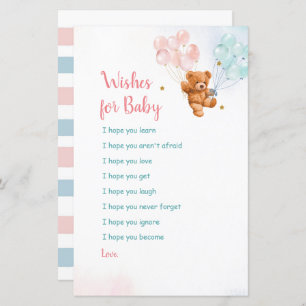 Lámina Estrella rosa y dorada azul del oso desea un bebé