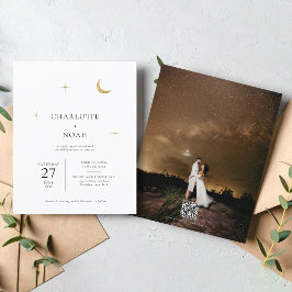 Lámina Estrellas de luna de oro celestial Foto Boda de có