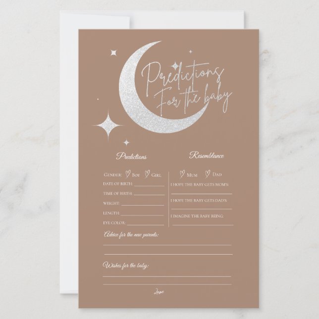 Lámina Estrellas de luna purpurina de plata oh bebé Predi (Anverso)