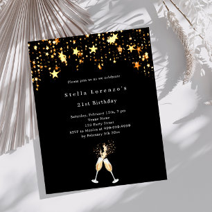 Lámina Estrellas de oro negro animan la invitación de cum