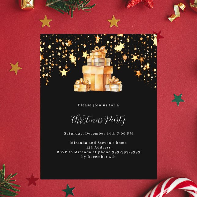Lámina Estrellas de oro negro regalos Navidades Invitació (Subido por el creador)