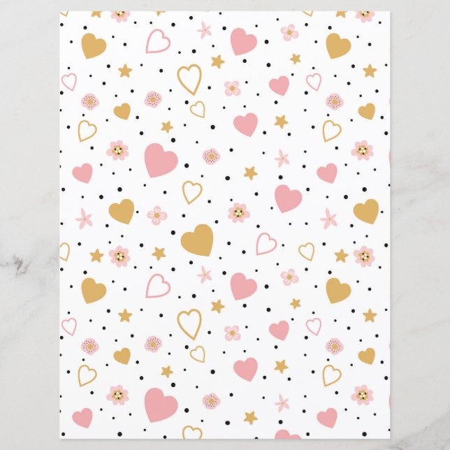 Lámina Estrellas, flores, corazones y puntos de polka (Anverso)