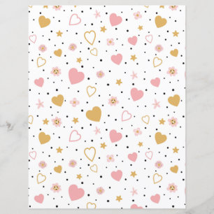 Lámina Estrellas, flores, corazones y puntos de polka