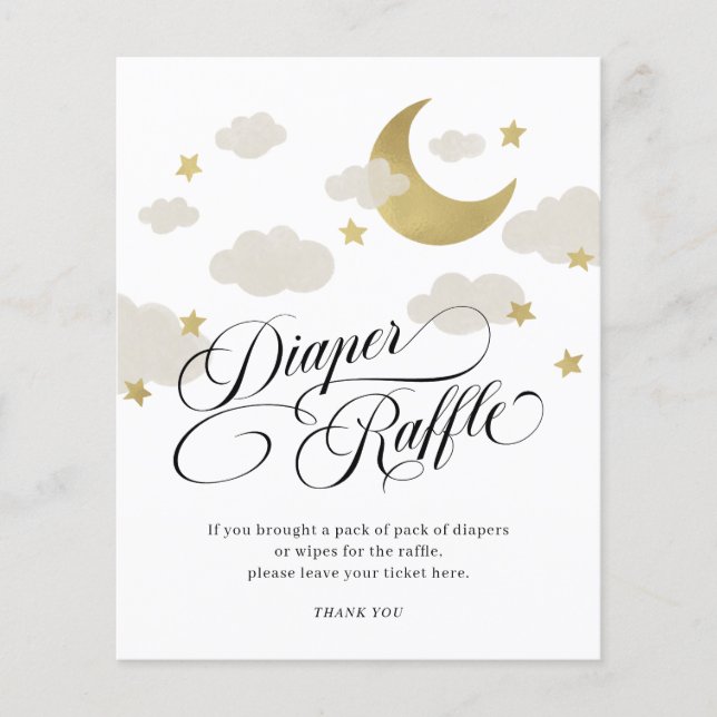 Lámina Estrellas lunares Cloud Baby Shower Diaper Raffle  (Anverso)