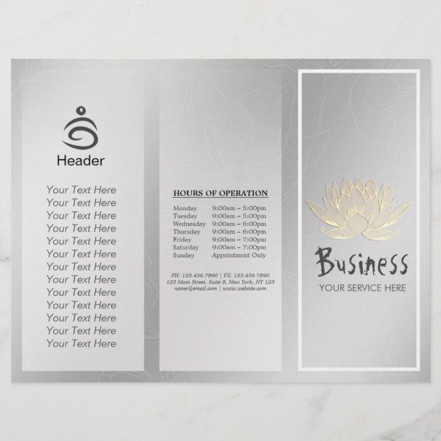 Lámina Estudio de instructores de yoga Tri-Fold Brochure  (Anverso)