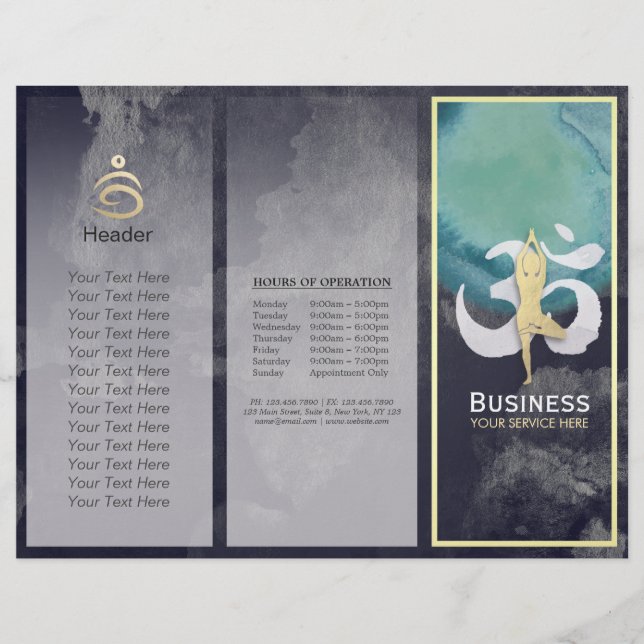 Lámina Estudio de Yoga Tri-Fold Brochures Meditation Pose (Anverso)