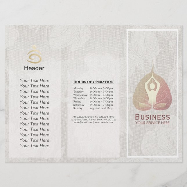 Lámina Estudio Tri-Fold Yoga Studio Brochures Meditation  (Anverso)