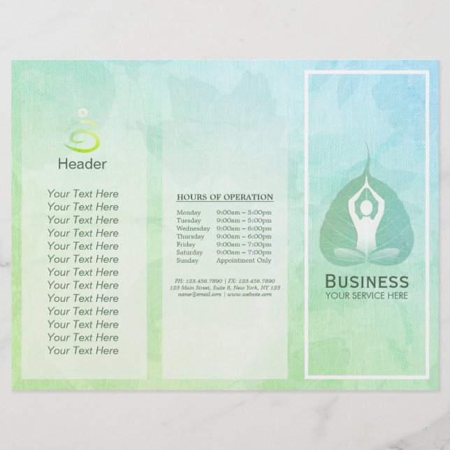 Lámina Estudio Tri-Fold Yoga Studio Brochures Meditation  (Anverso)