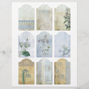 Lámina Etiquetas de embellecimiento Shabby Blue Scrapbook