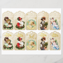 Lámina Etiquetas de regalo de Navidad vintage recortadas