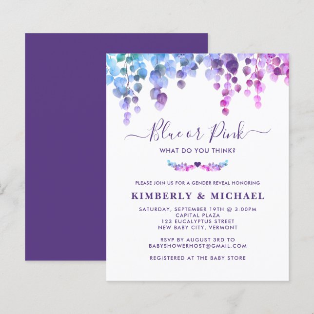 Lámina Eucalipto de presupuesto Género revelar rosa azul  (Anverso / Reverso)