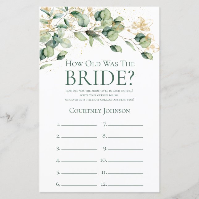 Lámina Eucalipto La Edad De La Novia (Anverso)