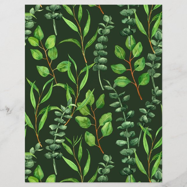 Lámina Eucalipto sobre verde oscuro (Anverso)
