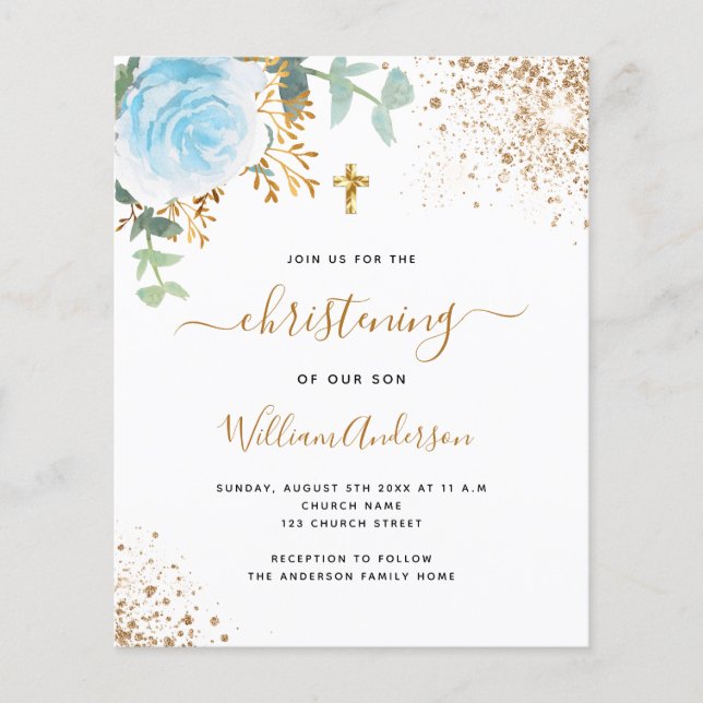 Lámina Eucaliptus azul floral dorado niño (Anverso)