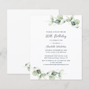 Lámina Eucalyptus 80ª Invitación a la Fiesta de Cumpleaño