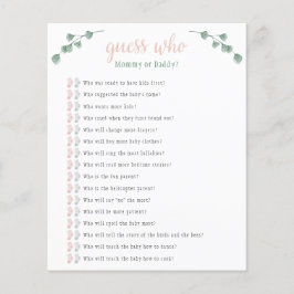 Lámina Eucalyptus Adivina quién es el juego de Baby Showe
