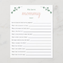 Lámina Eucalyptus Baby Shower quien conoce a mamá mejor j