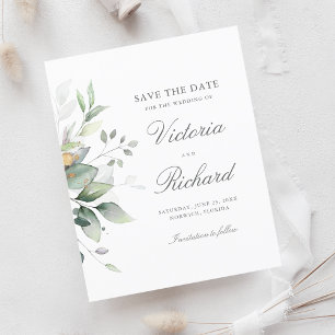Lámina Eucalyptus Botanical Gold Greenery Save the Date