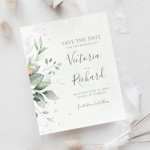 Lámina Eucalyptus Botanical Gold Greenery Save The Date
