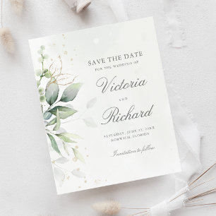 Lámina Eucalyptus Botanical Gold Greenery Save The Date